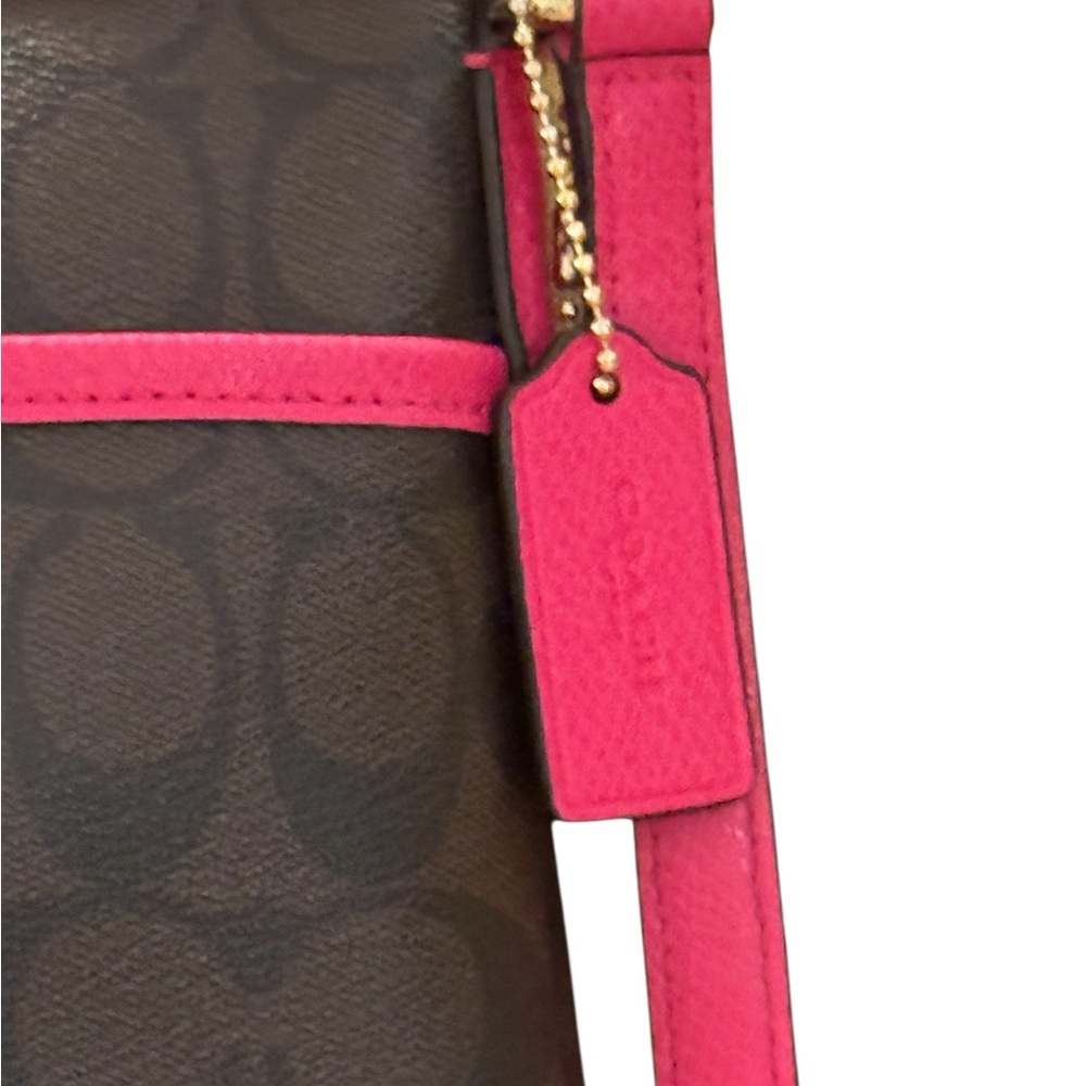 EUC Coach Brown Signature Crossbody with Pink Trim - Picture 3 of 13